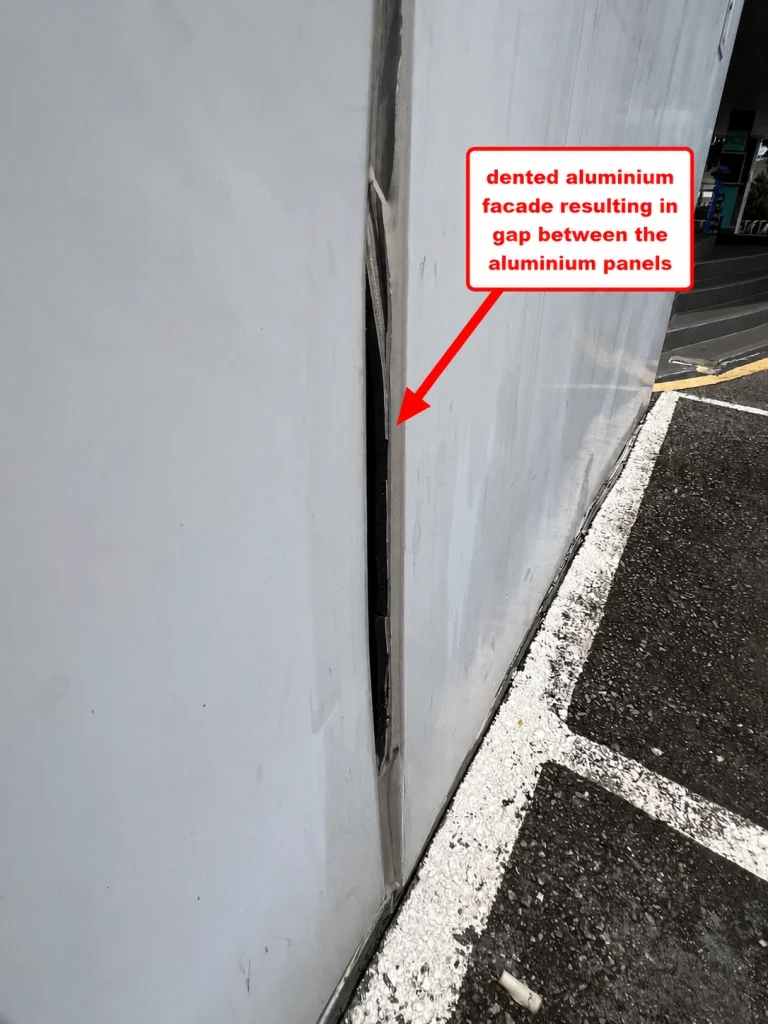 Gap between aluminium facade cladding